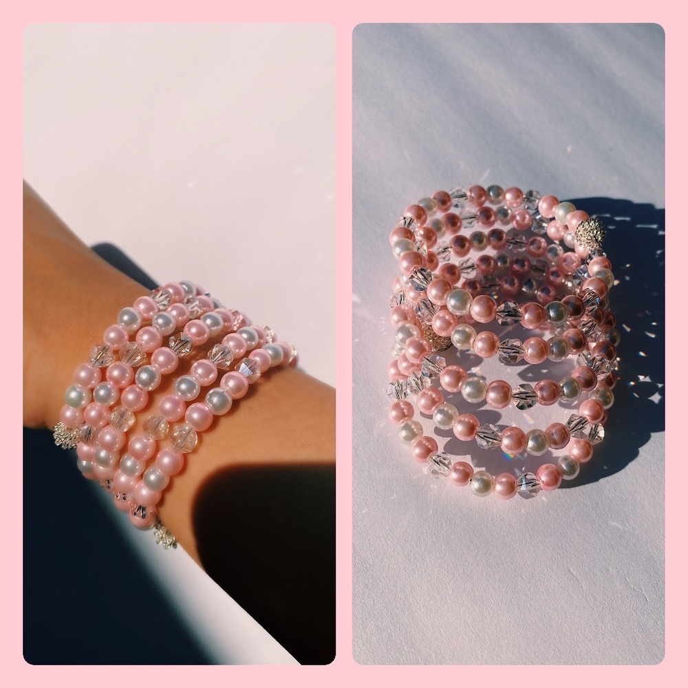 Imitation Pearl Spiral Bracelet